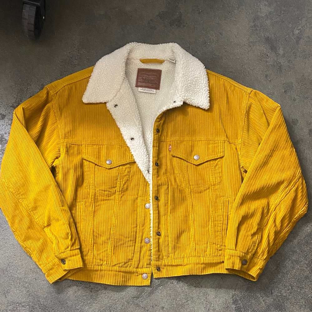 Corduroy Sherpa Truck Jacket - Mustard Yellow